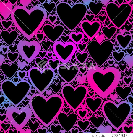 Seamless pattern with linear heart design on color background. 127249373