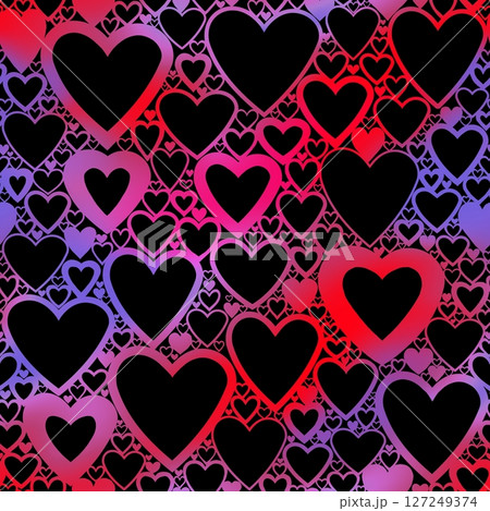 Seamless pattern with linear heart design on color background. Seamless pattern with linear heart design on color background. 127249374
