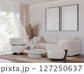 Bright & Modern Living Room with Blank Frame Mockup 127250637