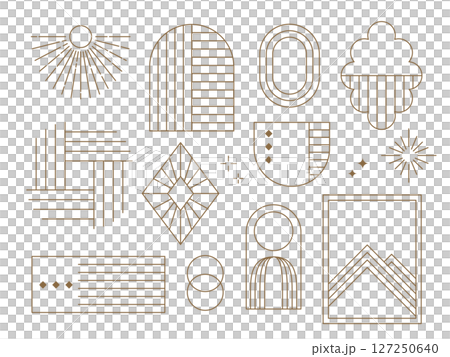天文学っぽいワンポイントの線画セット 127250640