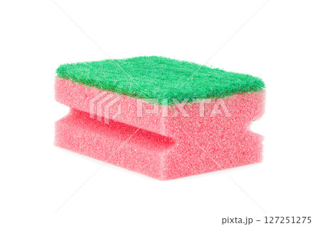 Multicolored sponges for cleaning, isolated on white background. Sponges for dishwashing Multicolored sponges for cleaning, isolated on white background. Sponges for dishwashing 127251275