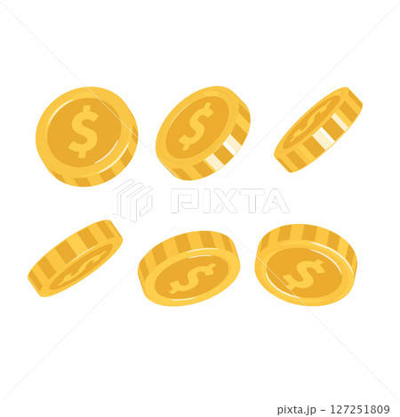 3d multi-dimensional $ coin illustration 127251809