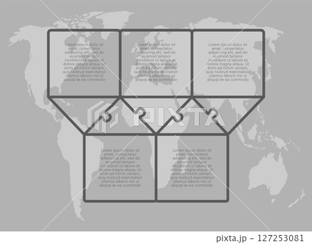 Five steps line infographic, puzzle timeline Five steps line infographic, puzzle timeline 127253081