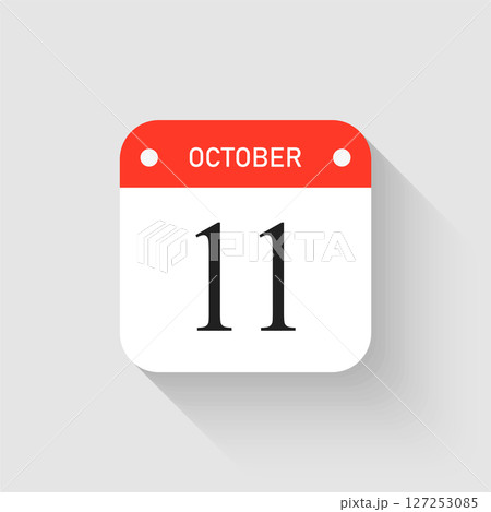 Vector icon page day calendar - 11 October month 127253085