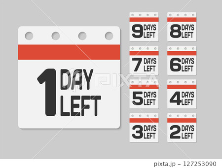 Countdown daily page calendar icon - 1 day left Countdown daily page calendar icon - 1 day left 127253090
