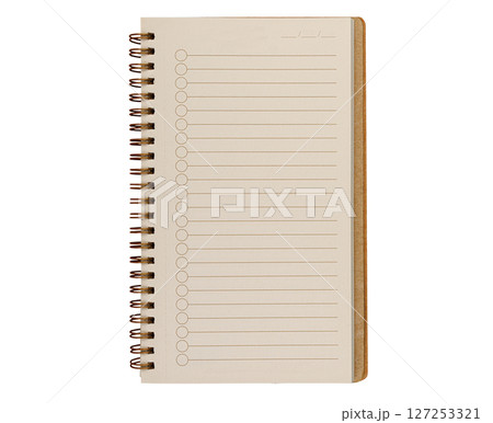 Lined Notebook with Spiral Binding White Isolated View Lined Notebook with Spiral Binding White Isolated View 127253321
