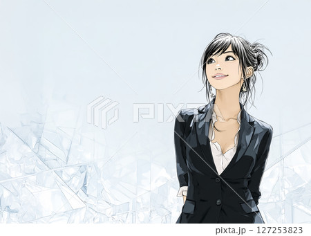 笑顔のビジネスウーマンのイラスト素材 127253823