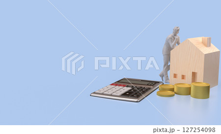 The House and coins for Building or property concept 3d Rendering. The House and coins for Building or property concept 3d Rendering. 127254098