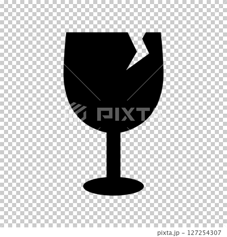 壊れ物注意を示す割れたグラスのシンプルアイコンイラスト 127254307
