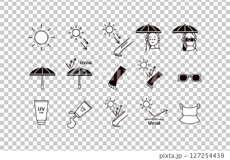 Sunburn prevention icon illustration set 127254439