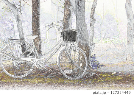 ”公園に置かれた自転車”　イラストイメージ 127254449