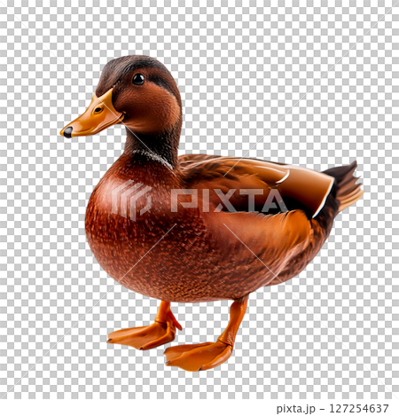 Realistic and Colorful Illustration of a Duck Standing on a Transparent Background 127254637
