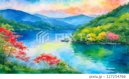 Journey to Lake Usori, a captivating destination where you can immerse yourself in the serenity of nature, surrounded by lush forests, towering mountains, and a pristine lake. 127254766