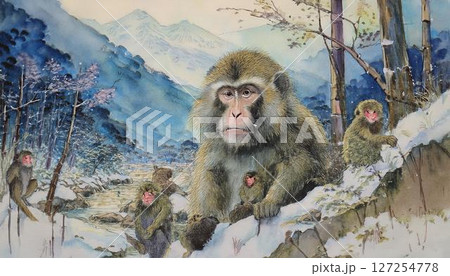 Immerse yourself in the beauty of Nagano's Snow Monkey Park, a stunning natural setting where you can witness snow monkeys bathing in onsen, creating a captivating and unforgettable moment. 127254778