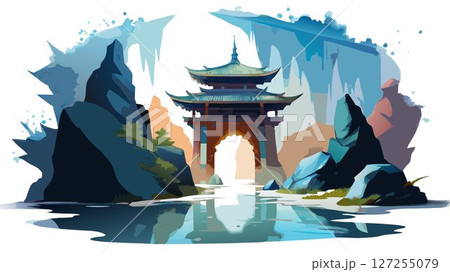 Explore Gyokusendo Cave, a magnificent cavern renowned for its stunning formations and vast chambers, a subterranean wonderland showcasing nature's artistry. 127255079