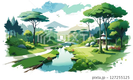 Explore Nopporo Forest Park, a sprawling green oasis offering a tranquil escape from city life, with scenic walking trails, lush forests, and abundant wildlife. 127255125