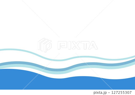 ウェーブ曲線の背景イラスト素材　シンプル青色ブルー　背景白 127255307