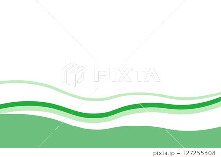 ウェーブ曲線の背景イラスト素材　シンプルな緑色の抽象的白バック 127255308