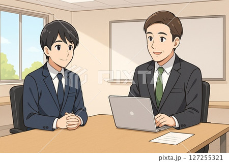 面談するビジネスマンの落ち着いた会話シーン 127255321