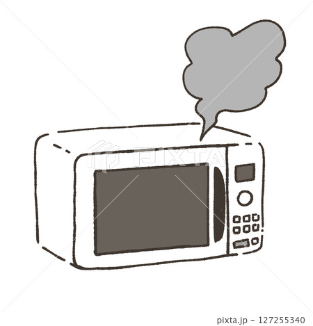 煙の出る電子レンジのイラスト 127255340