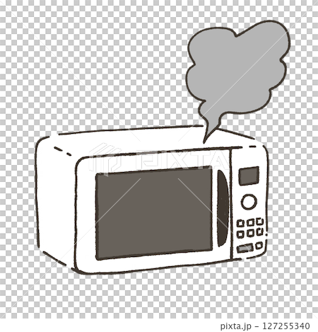 煙の出る電子レンジのイラスト 127255340