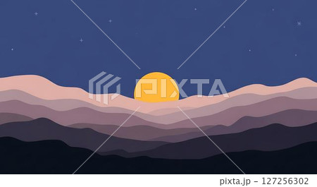 Sunset over layered mountains Sunset over layered mountains 127256302