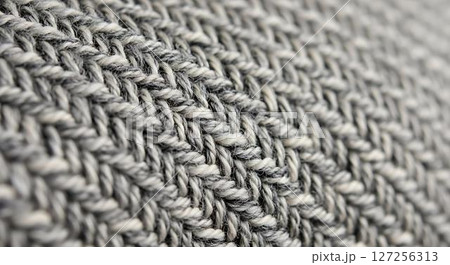 Closeup Knit Texture, Grey and White Yarn 127256313