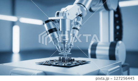 Robotics Arm Assembling Circuit Board 127256445