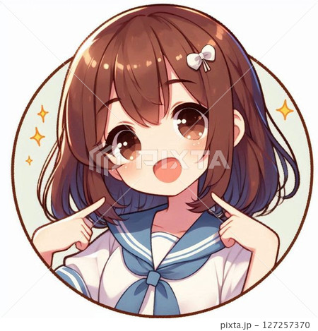 笑顔の可愛い女の子 127257370