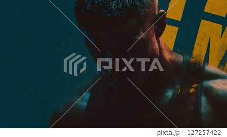Dramatic Portrait of Muscular Man in Artistic Lighting 127257422