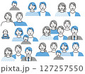 ファミリーイラスト(家族、赤ちゃん、子供、夫婦、祖父母、高校生、3世帯、老後、教育、貯蓄、ローン) 127257550