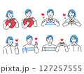 ハートポーズ(きゅんです、愛、韓国、流行り、恋人、男性、女性、バレンタイン、カップル、結婚) 127257555