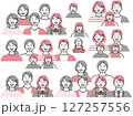 ファミリーイラスト(家族、赤ちゃん、子供、夫婦、祖父母、高校生、3世帯、老後、教育、貯蓄、ローン) 127257556