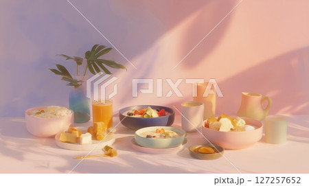 Dreamy Pastel Breakfast Spread 127257652