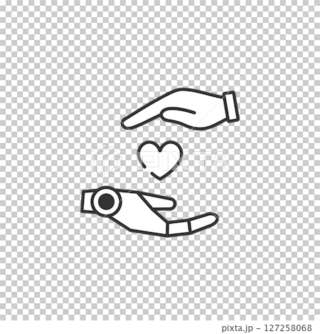AIと人間の共生を表すベクターアイコン (線画・モノクロ) AIと人間の共生を表すベクターアイコン (線画・モノクロ) 127258068