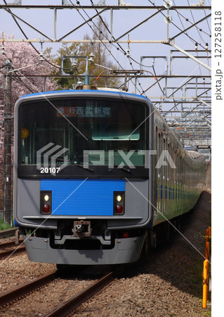 桜並木を行く西武新宿線20000系電車(急行-10両編成:西武新宿⇔本川越) 桜並木を行く西武新宿線20000系電車(急行-10両編成:西武新宿⇔本川越) 127258118