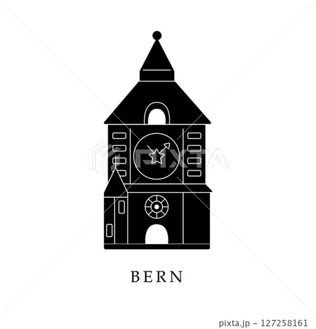European capitals, Bern. Black and white illustration European capitals, Bern. Black and white illustration 127258161
