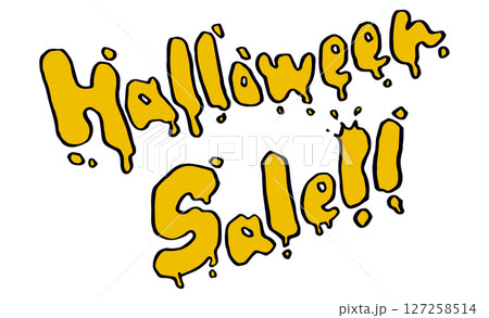 ドロドロの液体で描いたようなポップで個性的な「Halloween Sale!!」の文字素材 127258514
