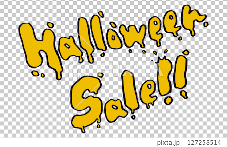 ドロドロの液体で描いたようなポップで個性的な「Halloween Sale!!」の文字素材 127258514