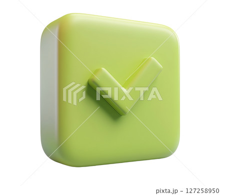 the image depicts a three dimensional check mark encased in a square shape. the overall color is a light shade of green with rounded corners the image depicts a three dimensional check mark encased in a square shape. the overall color is a light shade of green with rounded corners 127258950
