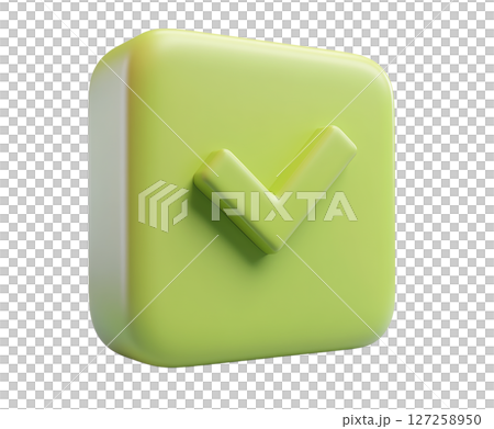 the image depicts a three dimensional check mark encased in a square shape. the overall color is a light shade of green with rounded corners the image depicts a three dimensional check mark encased in a square shape. the overall color is a light shade of green with rounded corners 127258950