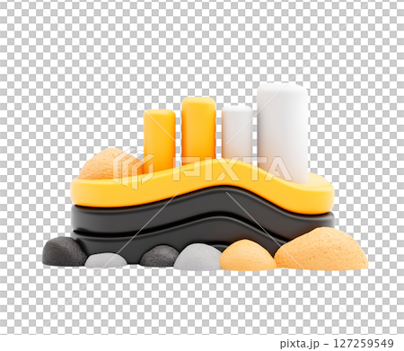 the image features a collection of abstract, rounded shapes arranged on a white surface 127259549