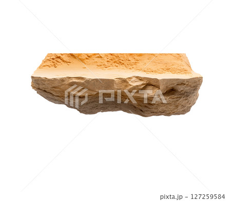 the image shows a piece of earth floating in the air against a bright white background 127259584