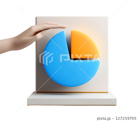 a visually striking image features a cartoon style hand gently resting on a two tone circular chart that is partially affixed to a square presentation block a visually striking image features a cartoon style hand gently resting on a two tone circular chart that is partially affixed to a square presentation block 127259705