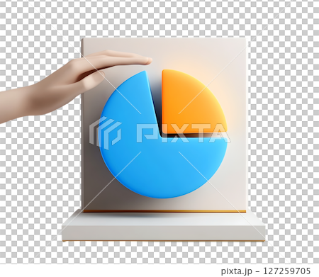a visually striking image features a cartoon style hand gently resting on a two tone circular chart that is partially affixed to a square presentation block a visually striking image features a cartoon style hand gently resting on a two tone circular chart that is partially affixed to a square presentation block 127259705