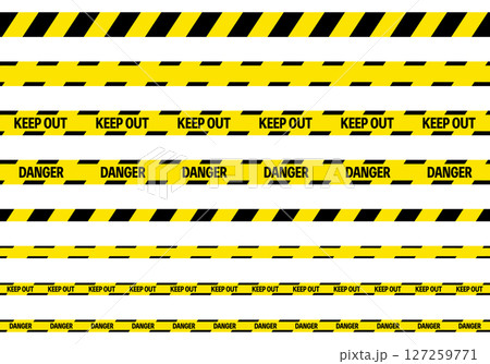 黄色と黒のトラテープ KEEPOUT・DANGERバナーセット 127259771