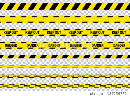 黄色と黒のトラテープ KEEPOUT・DANGERバナーセット 127259771