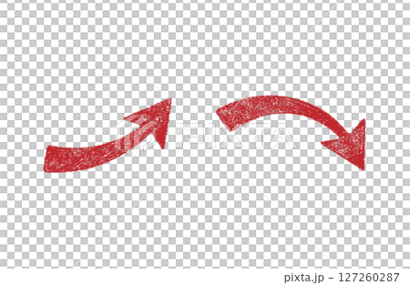 Hand-drawn crayon textured red arrow icon set 127260287