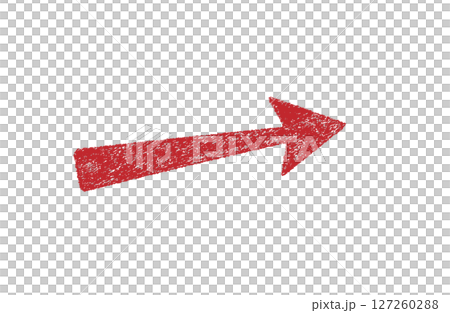 Hand-drawn crayon texture red arrow 127260288