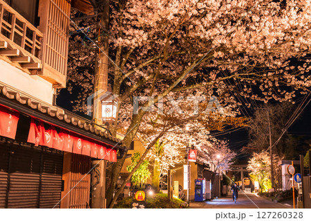 《熊本県》阿蘇門前町商店街の夜桜 127260328